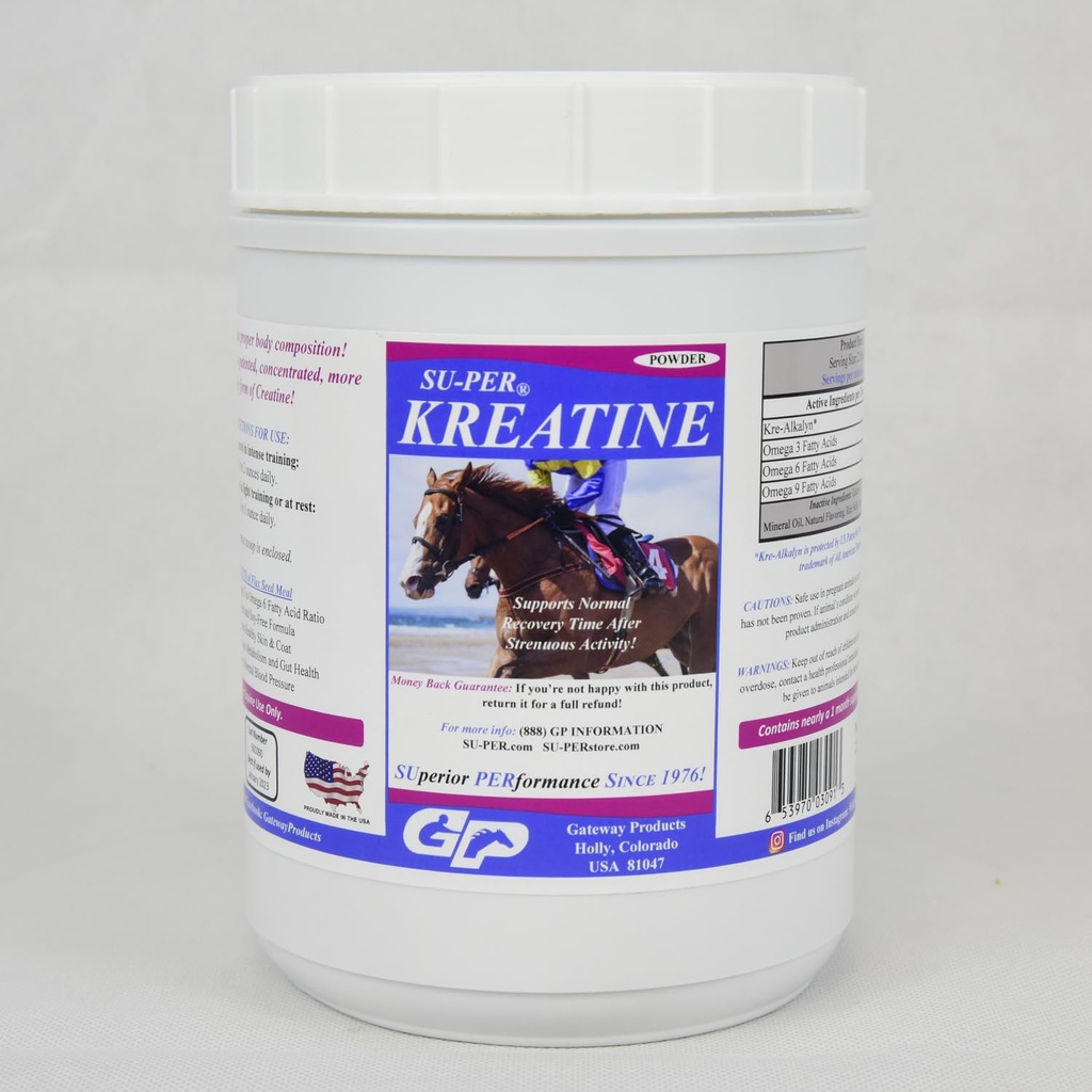 Su-PER Kreatine Energy Horse Supplement - Podporuje výrobu energie, Staminu a Endurance - Koňský doplněk s Kre-Alkalyn - 2,5 libry, (2 balení)