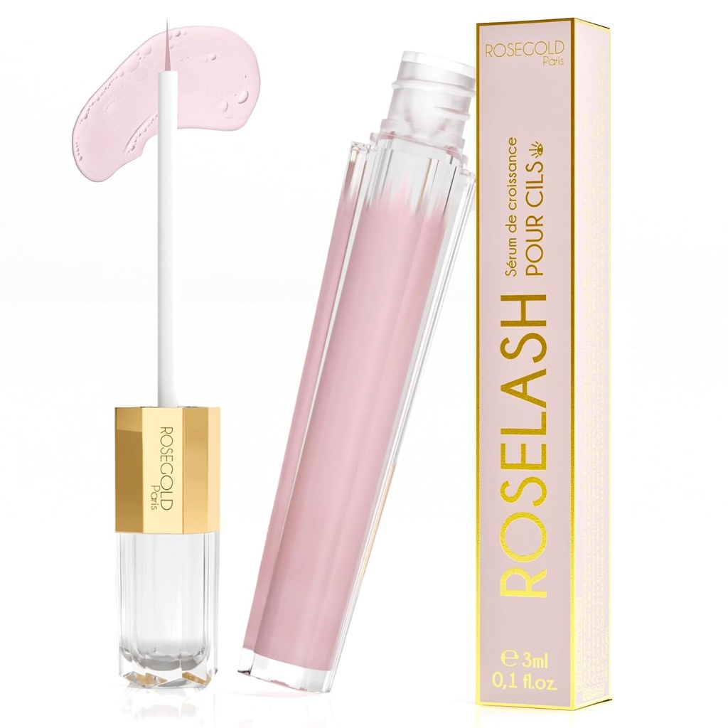 ROSEGOLD ROSELASH Růstové sérum pro Fuller, Delší, Silnější řasy - 95% přírodní vyrobený ve Francii - Hormone- Free, Fragrance- Free - Vegan