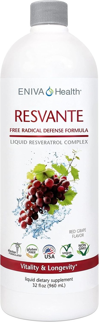 Eniva Resveratrol dodatek Anti- Aging nejvyšší potenciál k dispozici čisté Eniva Resvante Liquid - 32 Ounce