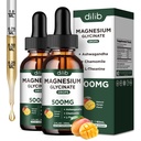 Magnesium Glycinát Tekuté Kapky Dodatek, s Magnesium Glycinát 500 mg Ashwagandha, L - Theanin, Heřmánek -Podpora Stress Relief, Kost, Svalovina, Mood Mango Flavor 2Pack