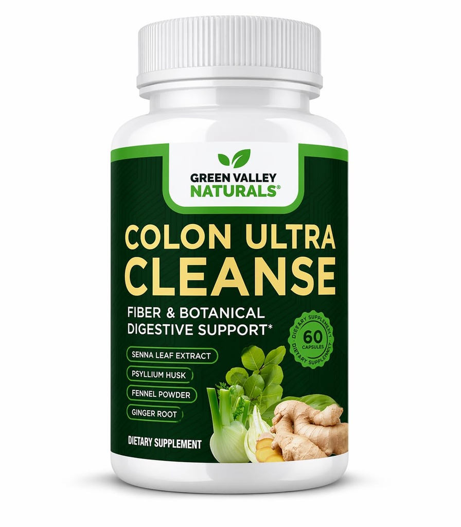Colon Cleanse - Natural Solution to Colon Health - Natural Laxative - Zácpa Relief - Gut Detox - Probiotika - Začíná pracovat 24 hodin - Podporuje přírodní Bowel Rhynms (1 láhev, 60 Počet)