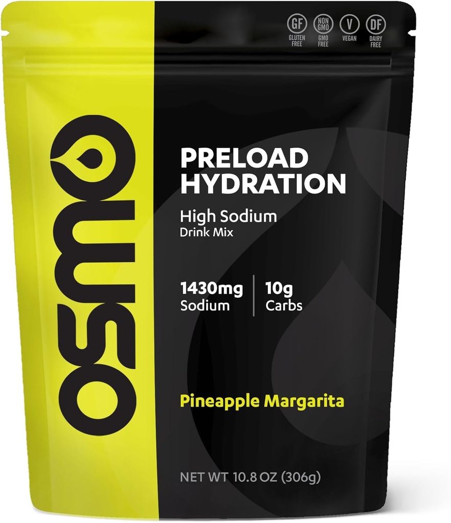 Osmo Preload Hydration Pre Workout Powder Pouch - Zahrnuje vysoký sodík Bikarbonát, hořčík, draslík, sacharidy & vitaminy, Cane cukr, Beat křeče & Dehydratace - Ananas Margarita (Pouch)