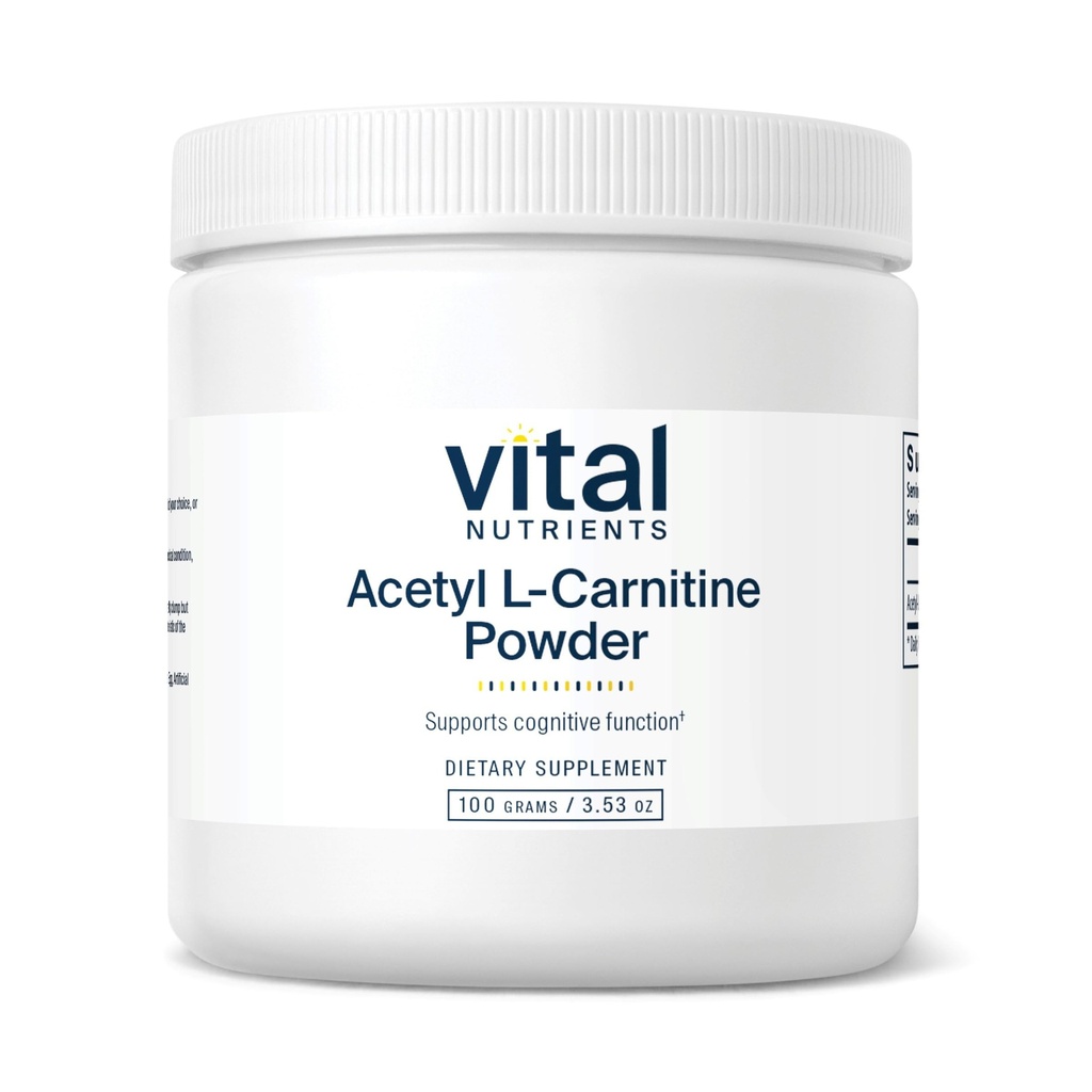 Vital Nutrients Acetyl L- karnitin Powder 124; Mozek, Paměť, a Cognitive Support Supplementary * CUR 124; Vegan CUR 124; Gluten, mlékárenský, Soy Free CUR 124; Non- GMO CUR 124; 100 Grams