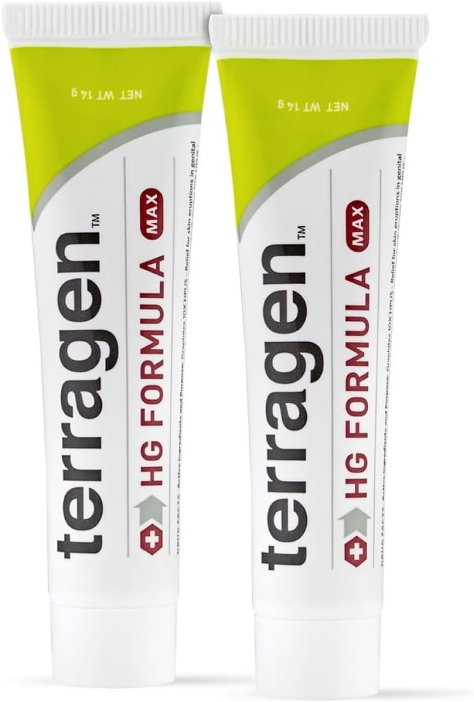 Terragen HG Formule MAX od terrasil, Rychlé Soothing přírodní ošetření krém pro genitální vředy & Efektivní pomoc proti výbuchu, pro muže a ženy (14g 2- Pack)