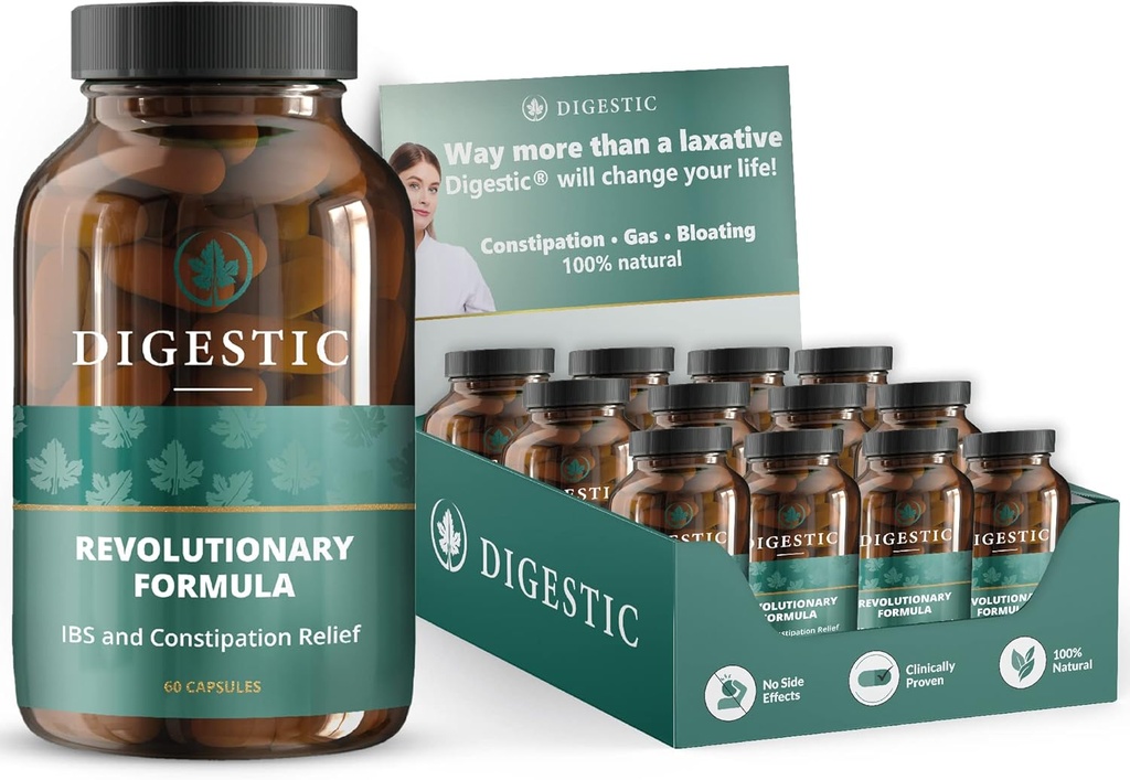 Digestic - Laxativní pro Zácpa Relief - Stool Softener pro IBS těžké zácpy 100% přírodní - 720 Kapsle - Colon Detox Cleanse, pro nadýmání a úlevu od plynu - Profesionální reseller Pack