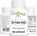 Bio-Tech Farmaceutické B6-kyselina listová, 100 Kapsle - All- přírodní doplněk - Podporuje kardiovaskulární, kostní, & nervový systém zdraví - No Dairy, Fish, Gluten, Peanut, Shellfish, Halal, & Soy - Ne