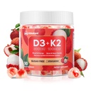 Vitamin D3 K2 Gummie w / hořčík Sugar Free - 90 Počet 124; D3 Vitamin 5000 IU + K2 (MK-7) 100 mcg - Vegan K2 D3 Vitamin Supplement, Vysoce Absorbent Supports Bone, Muscle, Mood & Imunitation (Lychee Flavor)