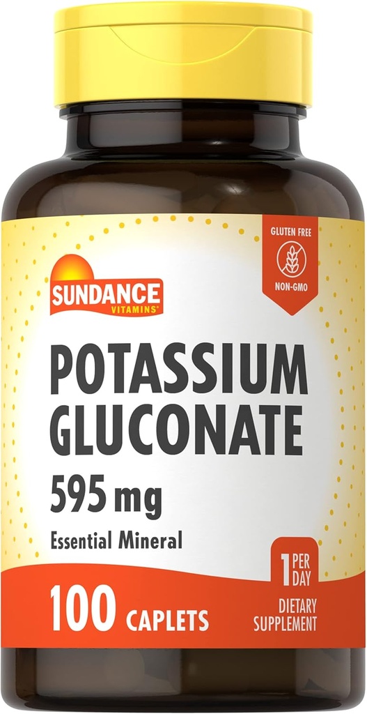 Sundance Draslík Gluconate 595mg Gluconate 124; 100 Count Gluconate 124; Essential Mineral Supplement PHAR124; Vegetarian, Non- GMO, a gluten Free Formule