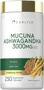 Carlyle Mucuna s Ashwagandha current 124; 3000mg current 124; 250 kapsle current 124; Mucuna Pruriens dodatek current 124; Vegetarian, Non- GMO, gluten zdarma