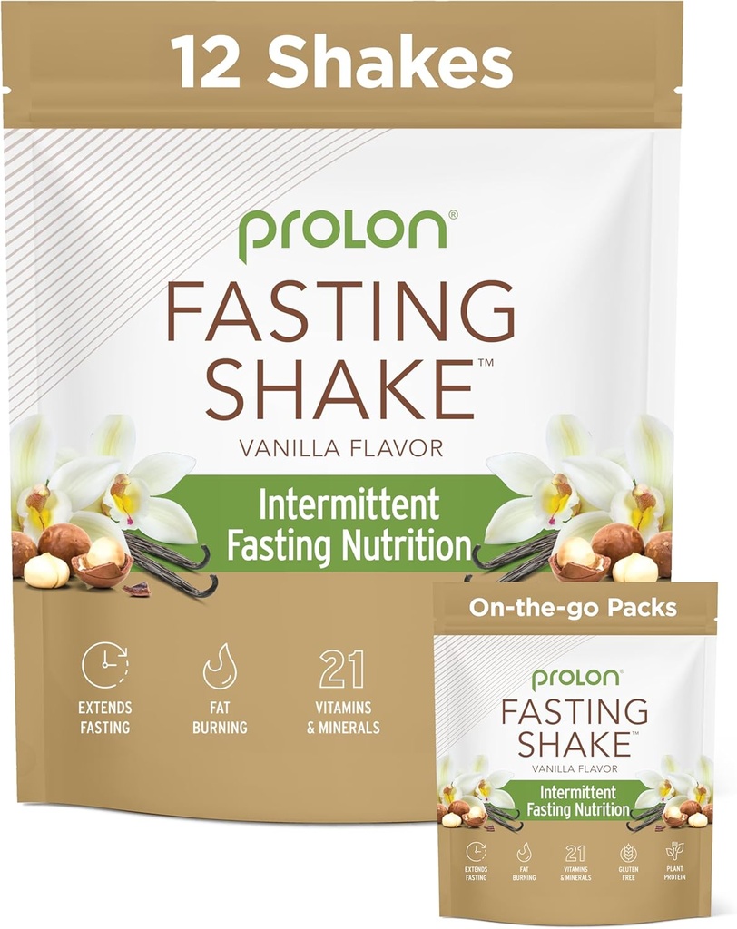 Prolon Intermitent Fasting Drink Mix 124; Shake for Intermitent Fasting French 124; Vitaminy, Vláknina, rostlinný protein, Superfoods French 124; Keto, Vegan, Gluten Free, Dairy Free French 124; Vanilla, (12 ct)