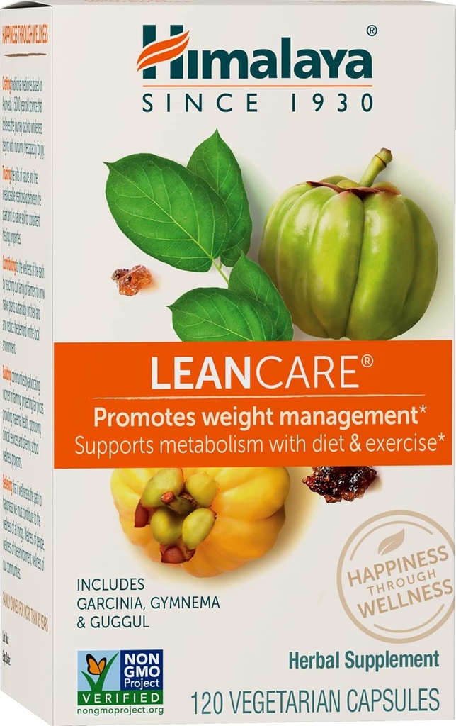Himalaya LeanCare - Bylinný doplněk pro podporu hmotnosti a metabolismu s Garcinia Cambogia, Gymnema Sylvestre, a Guggul - Vegan, Non- GMO, gluten zdarma, 600 mg, 120 Kapsle