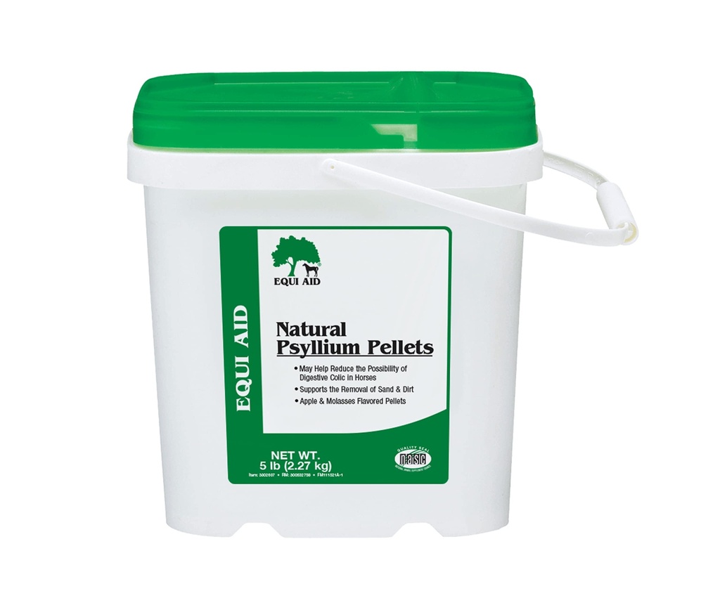 Farnam Equi Aid Natural Horse Psylium Pellet Dodatek pro koně, Podporuje odstranění písku a špíny z Ventral Colon, 5 Pound, 16 Scoops