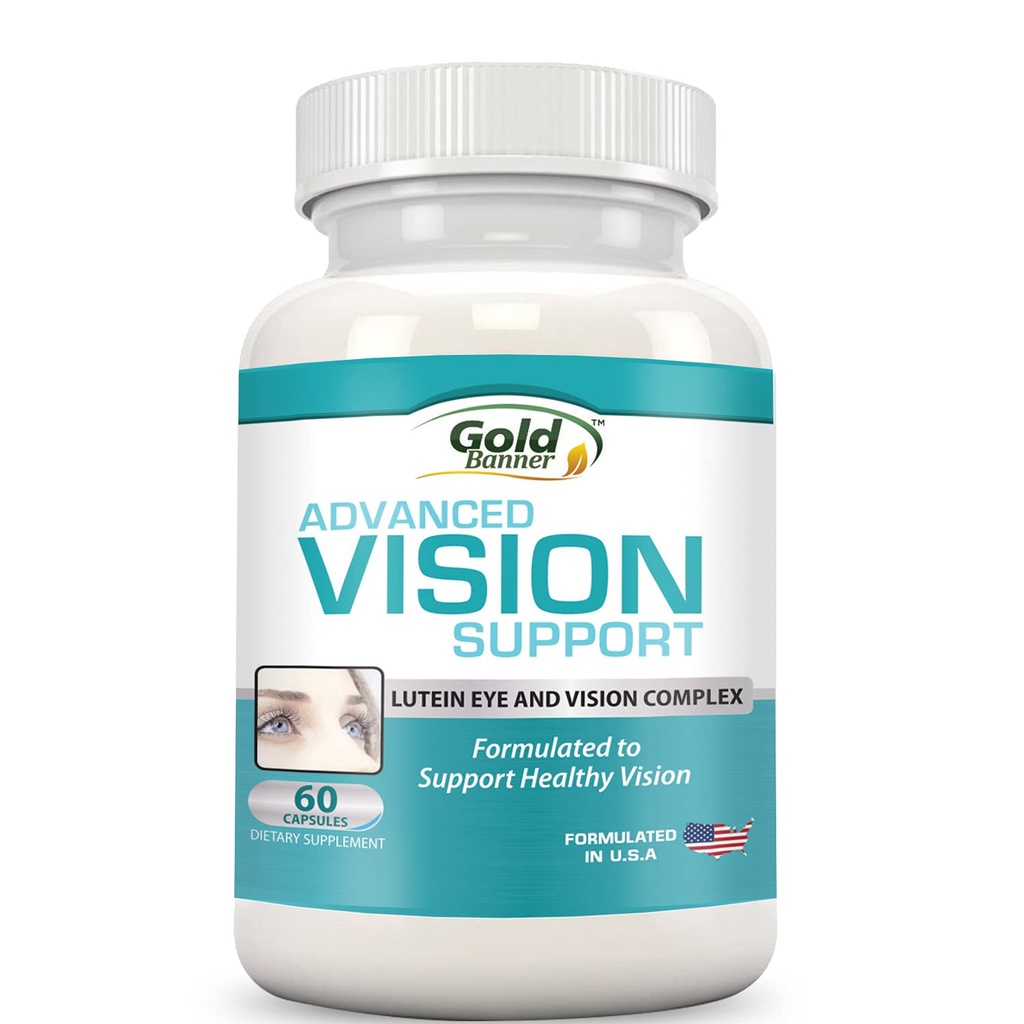 Advanced Vision Support - Lutein Eye & Vision Complex with Lutein, Bilberry, Zinek, Grapeseed & Essential Vitamíny - Všechny přírodní retinové kapsle pro oční zdraví - Vyrobeno v USA