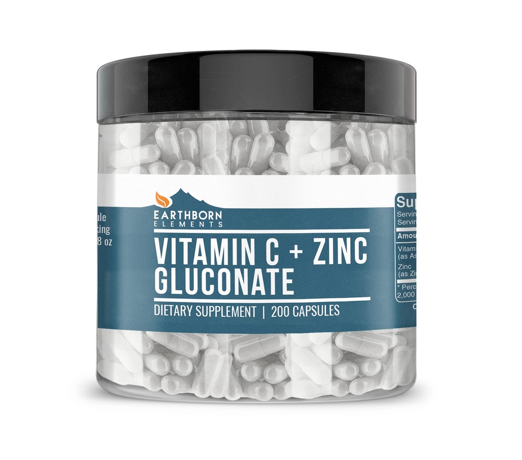 Vitamin C Plus zink Gluconate dodatek, (200 Kapsle) Míchaná zdravotní podpora, Non- GMO, gluten zdarma,
