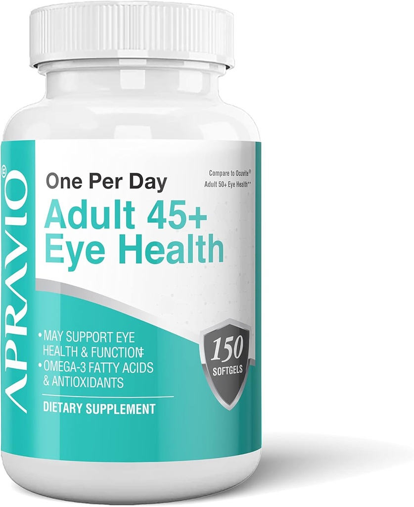 Dospělý 45 + oční vitamíny w / vitamín C, vitamín E, zinek, měď, a Omega-3 mastné kyseliny pro vizi Zdraví a ochrana očí, 150 Softgels