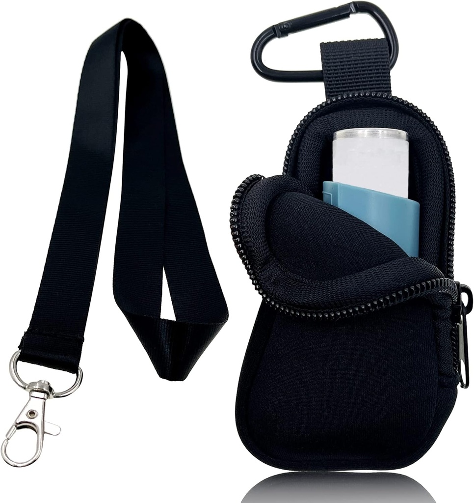 Holder Neoprene Cestovní pouzdro pro Asthma Inhaler, Handy Mini Bag pro Inhaler pro všechny věkové doby, Inhaler není součástí (Black)