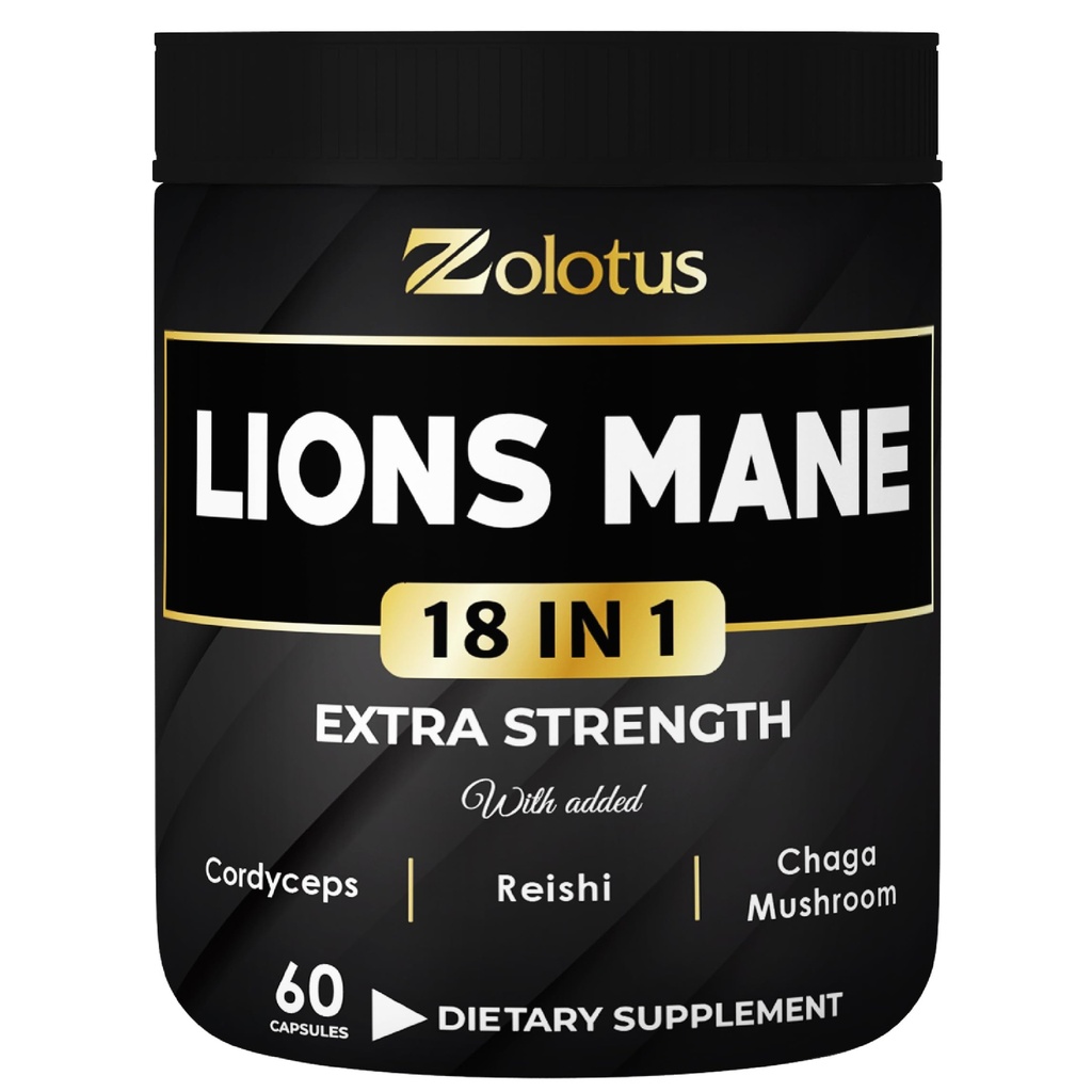 Zolotus Lions Mane Houba Kapsle s Cordeyceps, Elderberry, Ginkgo Biloba, Bacopa - 60 Kapsle