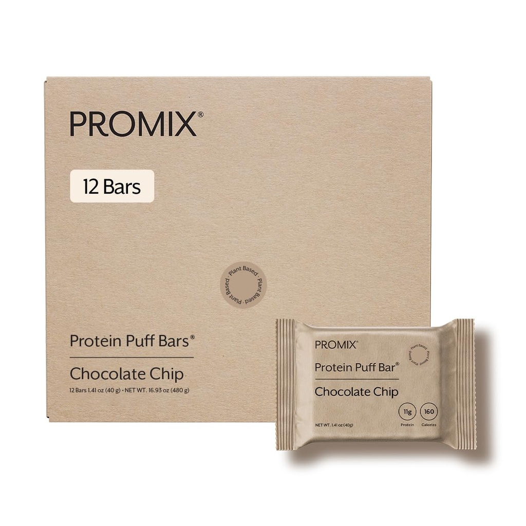 Promix Nutrition Vegan Protein Puff Bars 124; High Protein, Low Calorie Marshmallow Crispy Treat 124; Kosher, Soy Free - Čokoláda