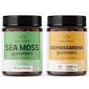 HERBAMAMA Sea Moss and Ashwagandha Kit - Bundle of 1600 mg Sea Moss with Bladderwrack & Ashwagandha Root Gummies - Vegan, Non- GMO, Gelatin- Free - 2 Pack