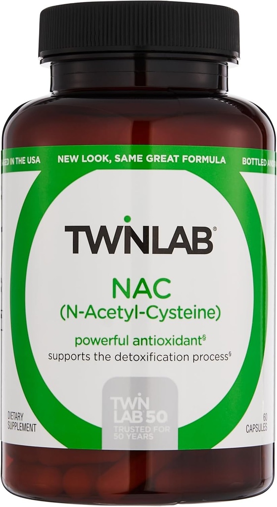 Twinlab N- acetyl- cystein (Nac) - Antioxidační doplňky pro muže a ženy - 600 mg, 60 tobolek