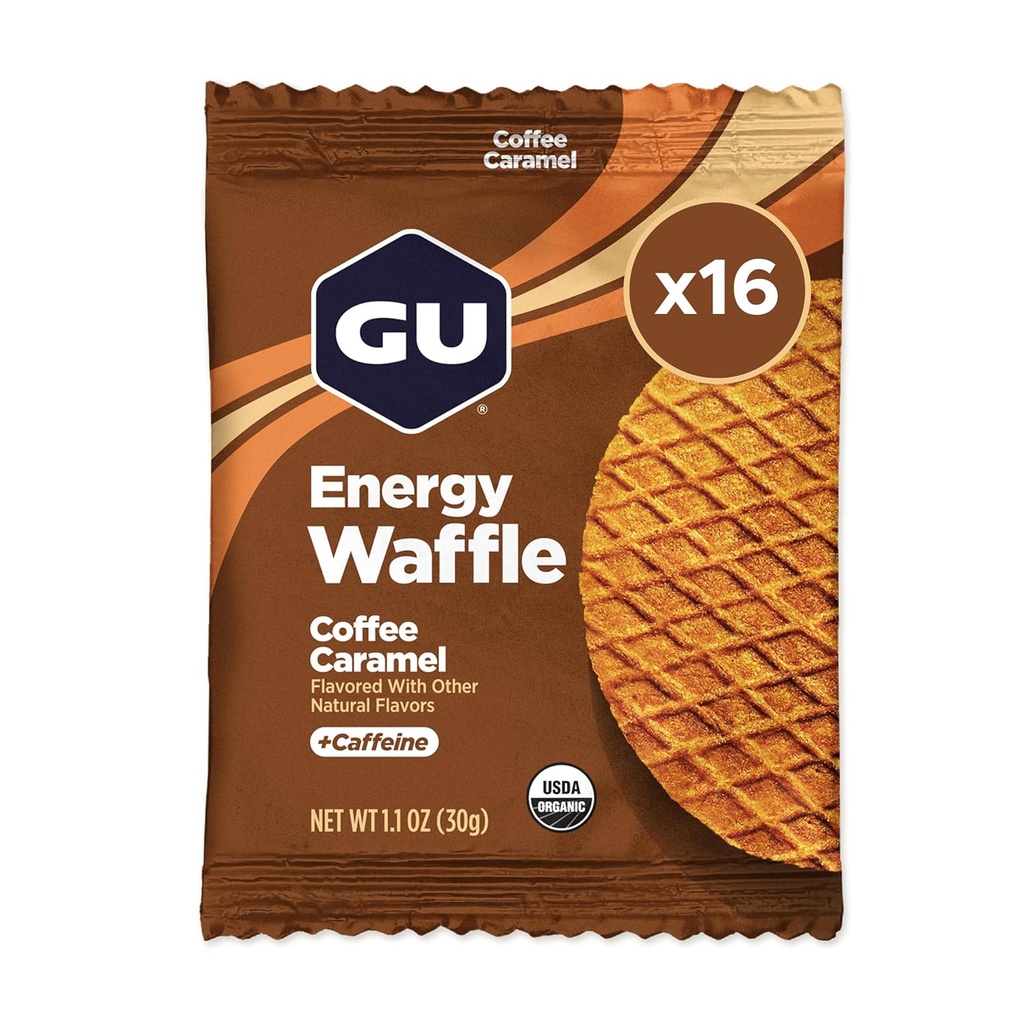 GU Energy Strooplatbel Karamel Káva Sport Nutrition Waffle, kofein v ceně, a Kosher Dairy, On-The- Energy pro jakékoliv cvičení, 16 Počet