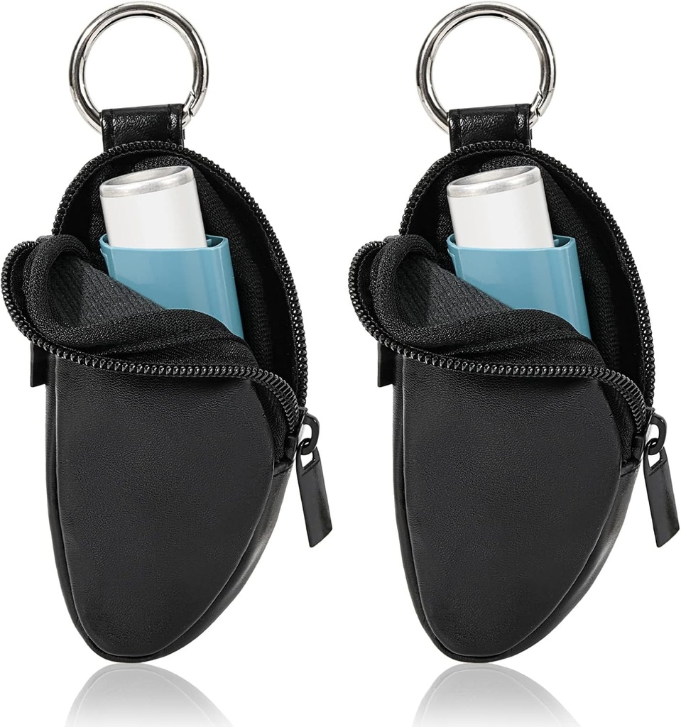 Astma Inhaler Holder Chraňte přenosný taška nosič PU kůže Inhaler Mini Taška pro L- Shaped Inhaler, Inhaler Není součástí balení (černá, 2PCS)