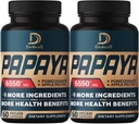10in1 Čisté Papaya Enzymy pro Digestion 6550mg 4 měsíce Support Digestion, Imunity & Body Health - Směs s extrahovaným pomegranátem, jablečný pektin, zázvor, kurkuma, máta peprná - 2 balení 60 Počítá