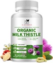 Organic Milk Thistle Játra Detox dodatek - 15- in-1 Formule se Silymarin, Antioxidanty, & Bylinné směsi - 90 Kapsle