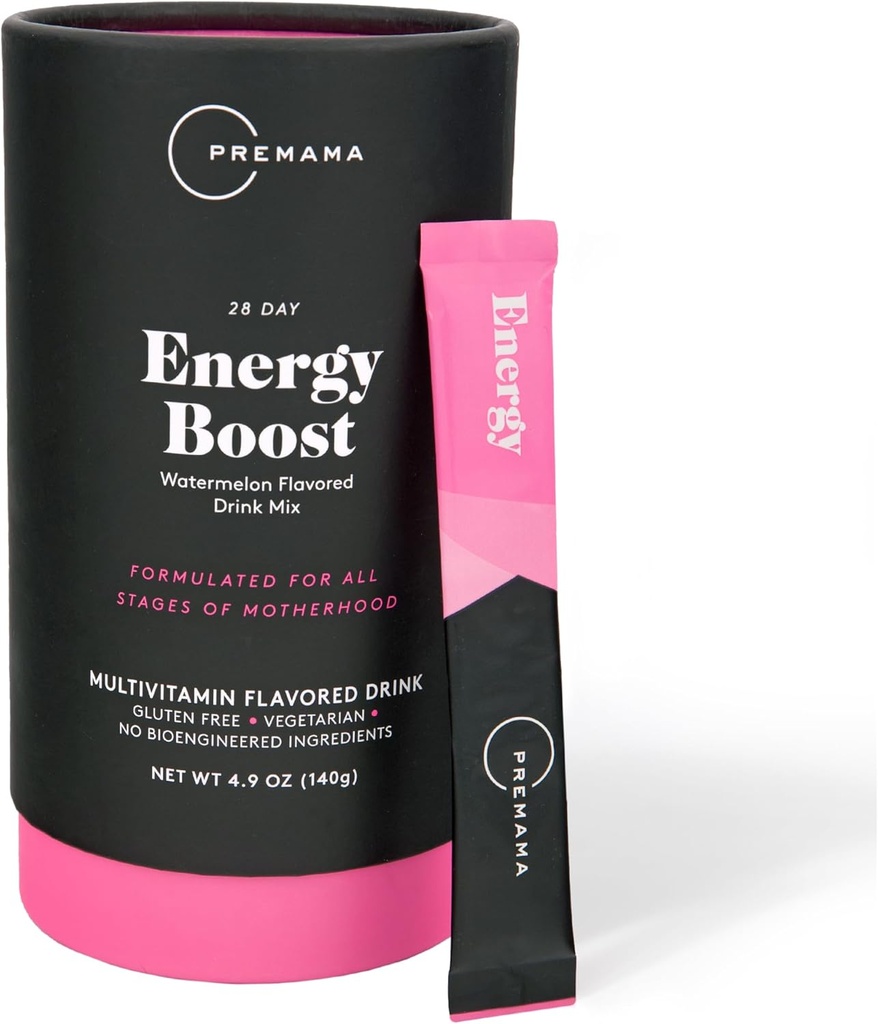 Premima Energy Boost pro všechny těhotenské stádia, Caffeine- Free, Stimulant- Free Energy, gluten- Free, Vegetarian, Vodní meloun Flavor, 28 Single Serve Packets