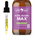 Wild Acre Mléko Thistle pro psy - Max Strength Jaterní podpora, Cleanse & Detox - Natural Bacon Flavor - Jednoduše přidat do jídla - Picky Pup Schváleno, 2 oz (60ml)