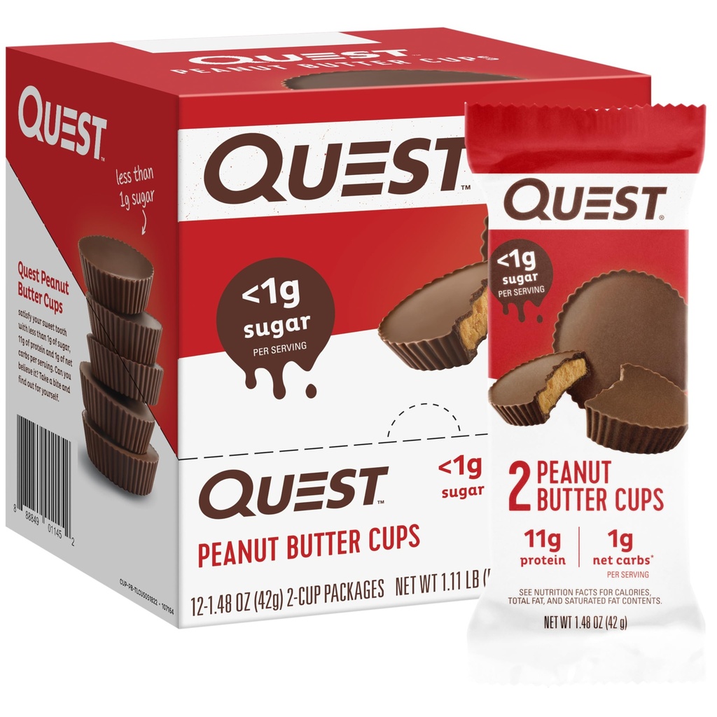 Quest Nutrition arašídové máslo poháry, 11g protein, 1g cukr, nízký karb, gluten zdarma, Keto Friendly, 12 Počet