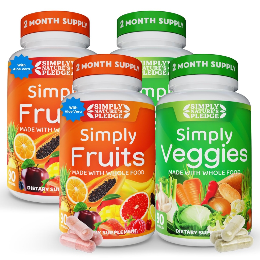 Příslib přírody - Baleno 42 různými ovoci a zeleninou - 2-měsíční dodávky - Made with Real, Non-GMO All Foods - Podporuje Energy & Celk Wellness - Soy- Free - 360 Kapsle