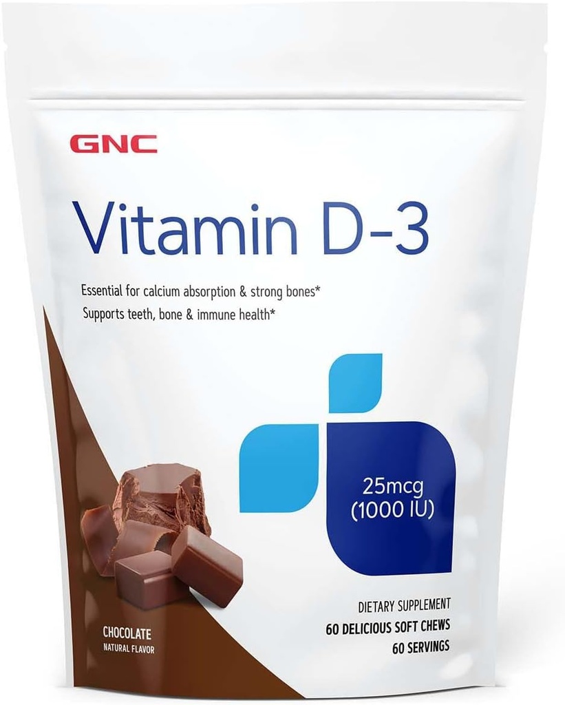GNC vitamin D-3 Soft Chews 1000IU - Čokoláda CYP 124; poskytuje 125% denní hodnoty vitaminu D OF 124; 60 Soft Chews