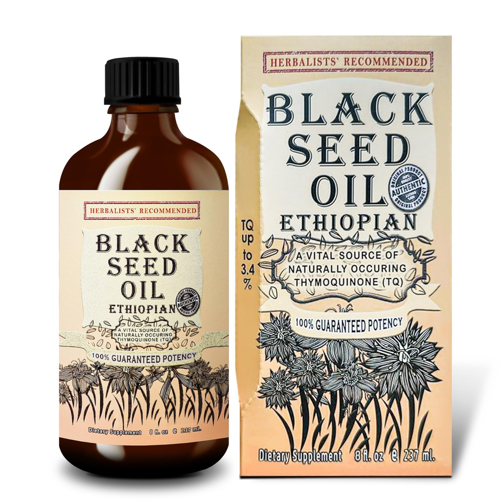 Black Seed Oil 8 oz - Cold Pressed Etiopian Black Cumin Nigella Sativa, 3X Thymoquinone, 100% čistý a organický tekutý ve skleněné lahvi - podporuje imunitní, vlasové a kožní zdraví