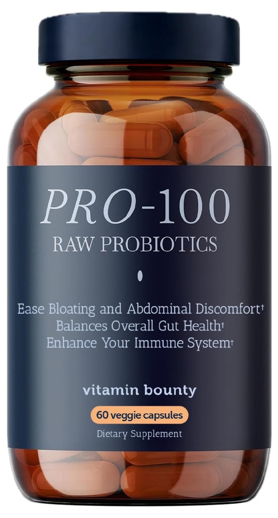 Vitamin Bounty Pro- 100 Probiotických 100 miliard CFU - 13 proužek pro stravitelné zdraví a imunitní podporu - Vysoká potence Probiotika pro ženy a muže - Zpožděné uvolnění kapsle pro Gut zdraví - 60 Počet