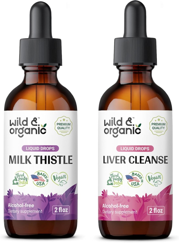 Wild & Organic Milk Thistle Tincture 2 fl oz & Játra Cleanse Tincture 2 fl oz