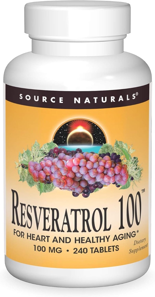Zdroj Naturals Resveratrol 100, pro srdce a zdravé stárnutí * -100 mg 240 Tablety