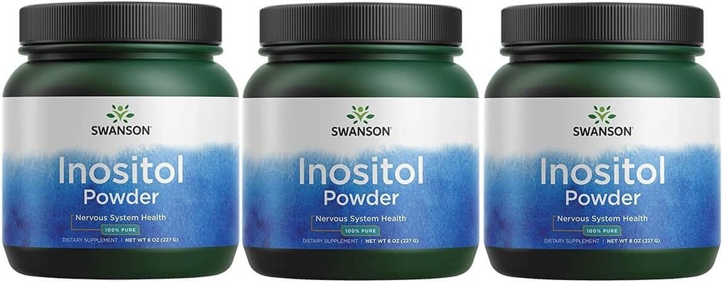 Swanson 100% čistý Inositol Powder - přírodní doplněk podporující soustředění a relaxaci - Nerve & Cellular Support - (8oz) 3 Pack