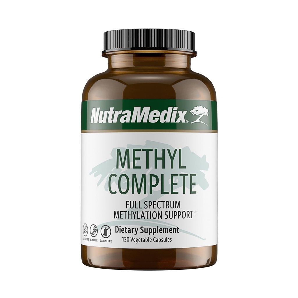 NutraMecyl Methyl Complete - Kompletní methylační a energetická podpůrná kapsle - Vitamin B2, B6, B12 & Folát - s monohydrát a bezvodý betain (120 Počet)