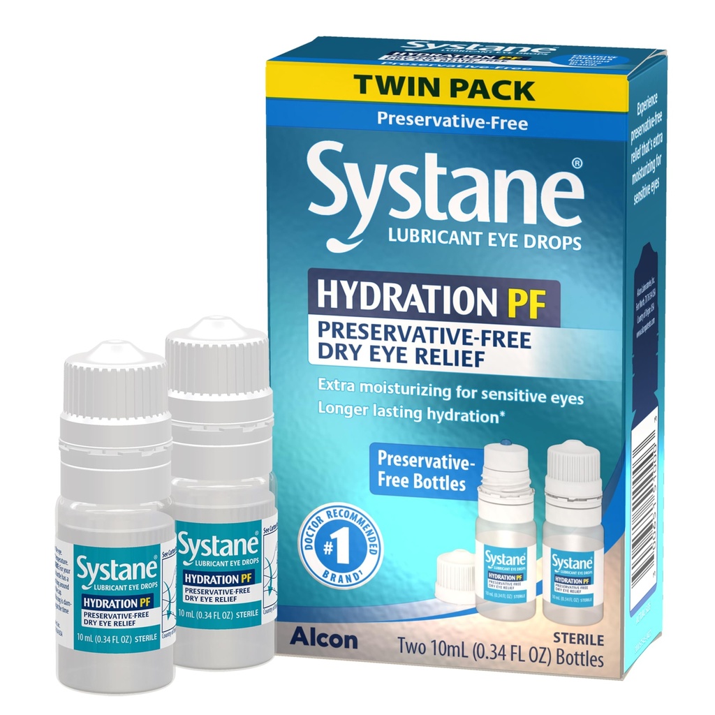 Hydratace Systanem Multi- Dose Preservative- Free Oční kapky Sucho Oko Relief Twin Pack (2x10 ml)