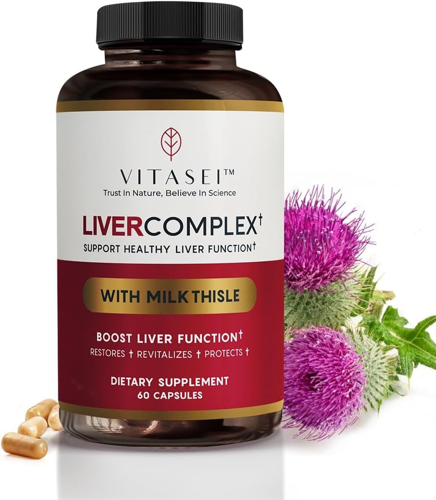 VITASEI Vyčištění jater Detox & Opravy, Komplex jater W / Mléko Thistle Extract, Garcinia, Curcumin C3, Podpora bylinné dietní dodatek, Detox Formul pro ženy a muže, 60 Kapsle