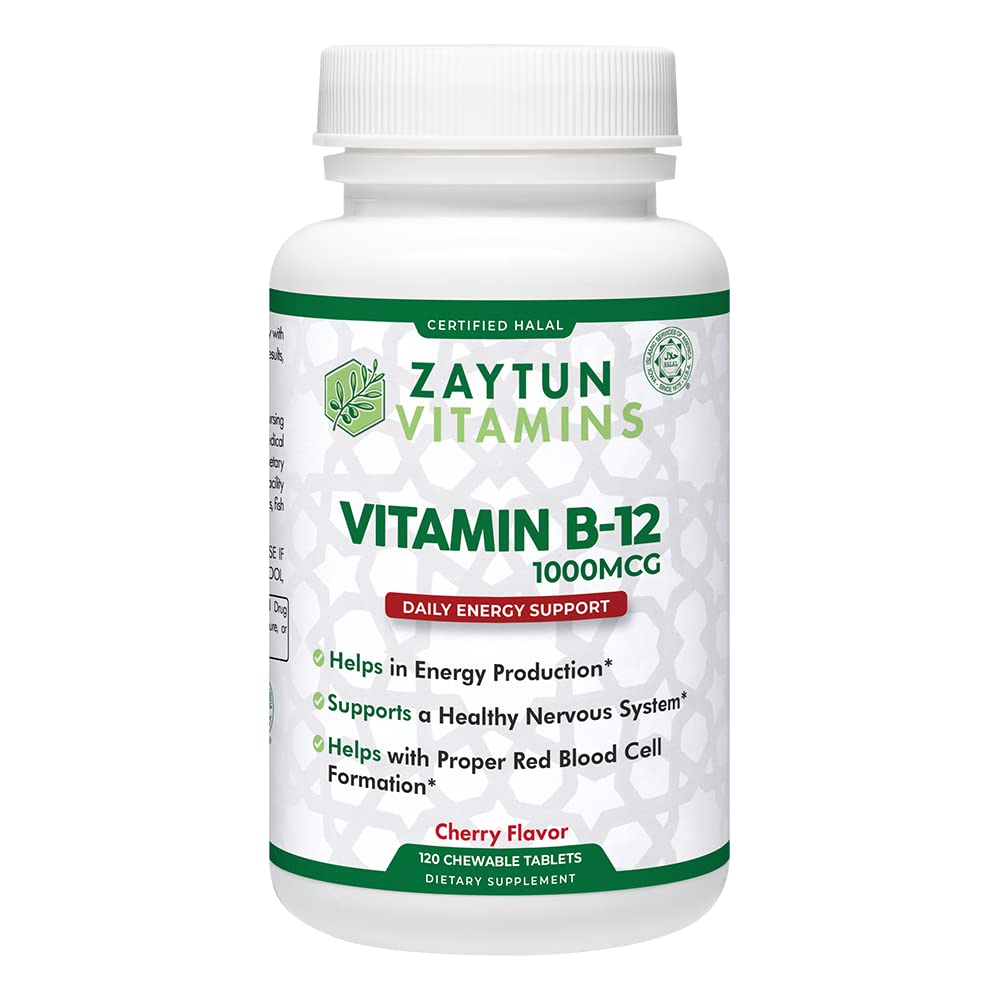 Zaytun Halal Vitamin B12 1000mcg, Promotes Energy Production, Metabolismus a zdravý nervový systém - Vegetariáni a Vegans Formule - Dairy- Free - 4 měsíce dodávky - Made in USA