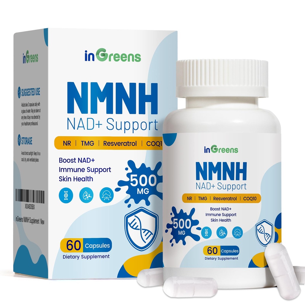 500mg NMNH, NMN dodatek Alternativní s NR, TMG, Resveratrol, COQ10, NAD dodatek, Anti Aging, Energy, Boost NAD + Úrovně 60 tobolek