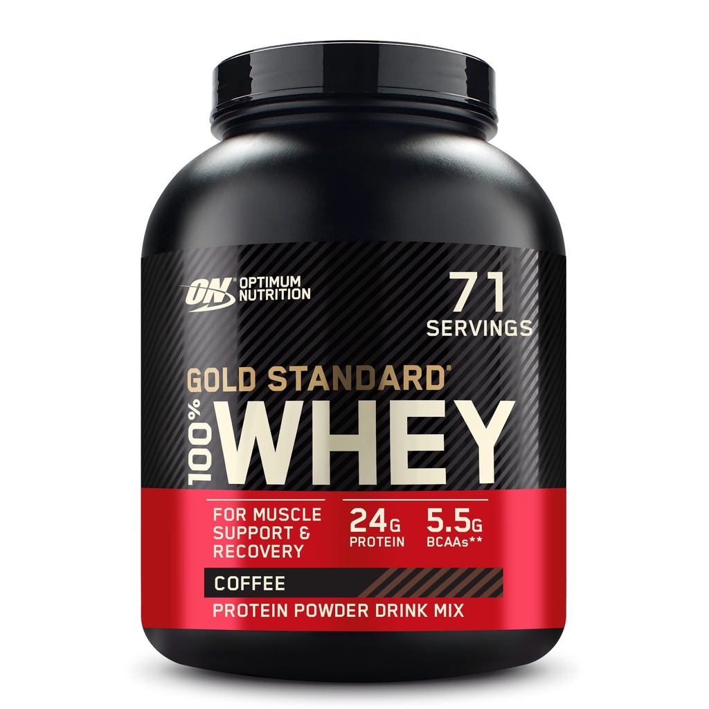 Optimum Nutrition Gold Standard 100% syrovátkový protein prášek, káva, 5 liber (balení květen Vary)