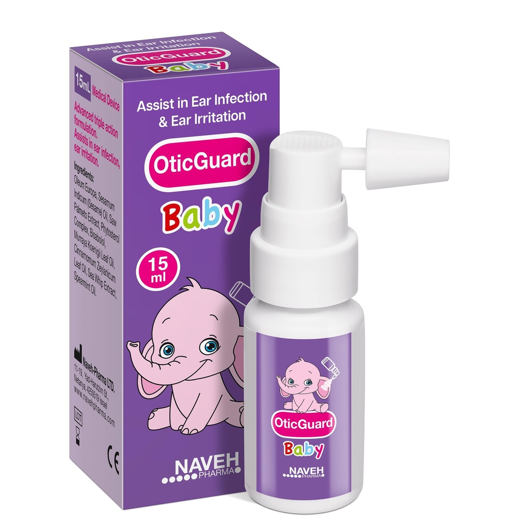 NAVEH PHARMA Otic Guard Baby Uar Drops - Přírodní ušní olej pro odstranění a infekci uší - Jemný ušní čistič pro děti, Toddlers & Kids - Povrch SITchy Uars & Plavec 's Uar