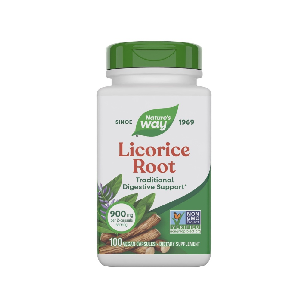 Nature 's Way Licence Root, Tradiční doplněk pro stravovací podporu *, 900 mg na 2-Capsule Serving, Non- GMO Projekt ověřen, 100 Veganské kapsle (Balení květen Vary)