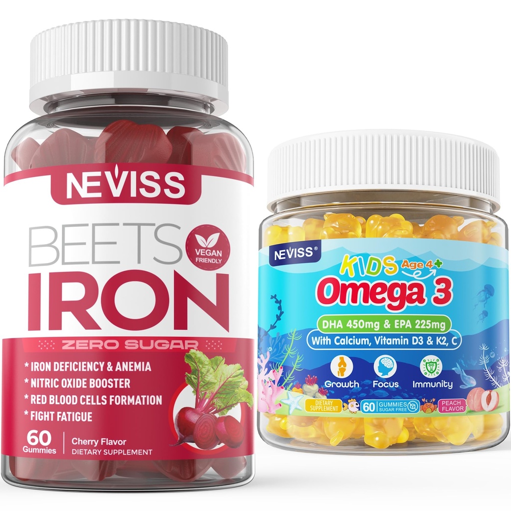 Železné gumové 2 balení + děti Omega 3 gumové 2 balení