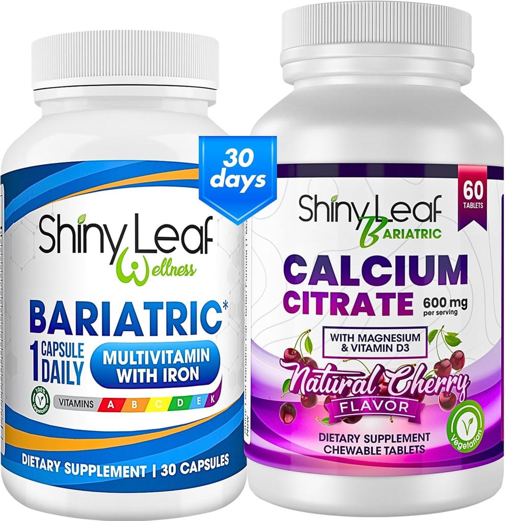 Bariatrický multivitamin se železným Once- a- Day a třešňový žvýkací vápník Citrát pro post bariatrické chirurgie Včetně Gastric Bypass a Sleeve (1 měsíc)