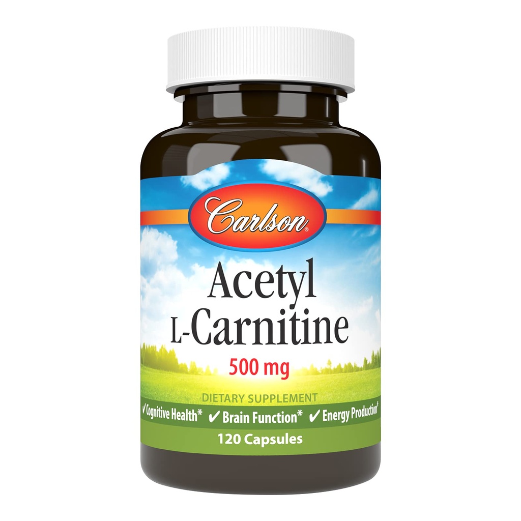 Carlson - Acetyl L- karnitin, 500 mg, kognitivní zdraví, funkce mozku a výroba energie, 120 tobolek