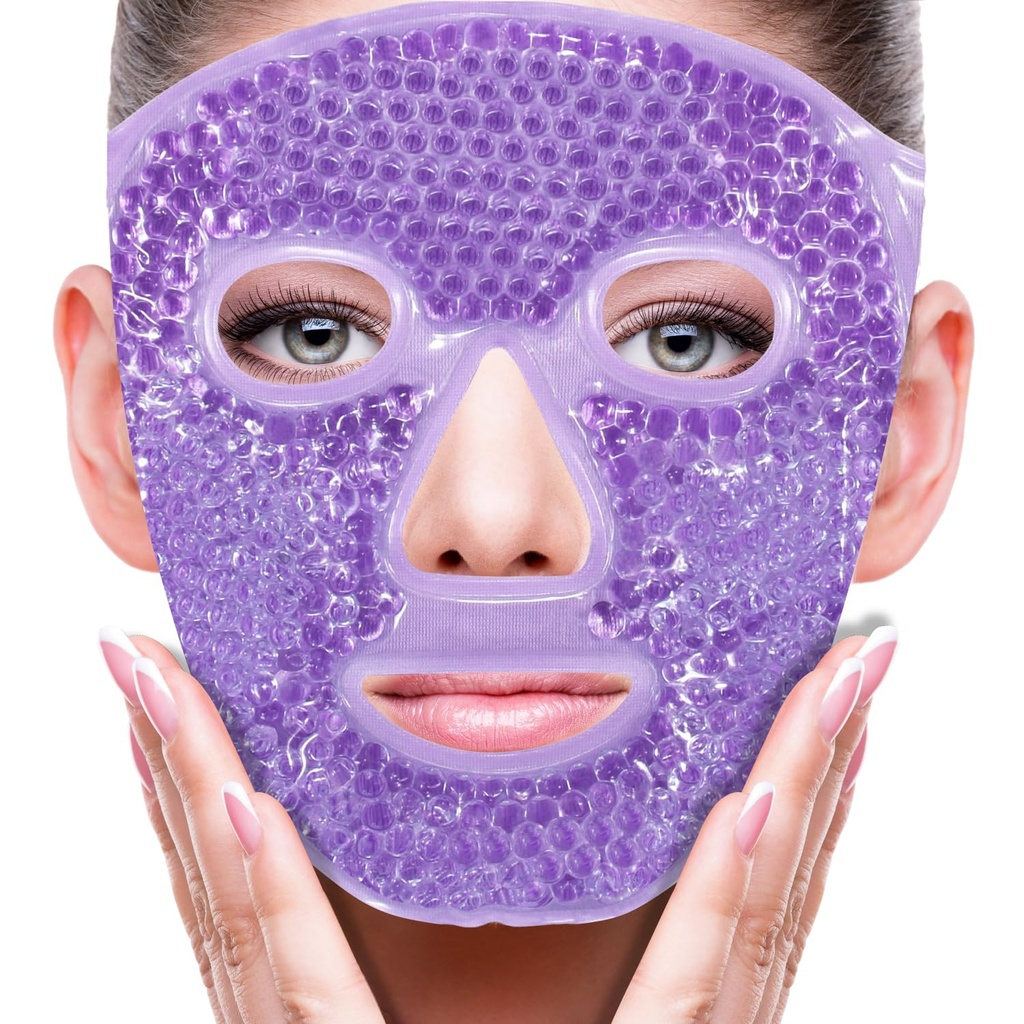 ZNÖCUETÖD Face Eye Mask Ice Pack for Reducing Pufness, Bags Under Eyes, Puffy Dark Circles, Migréna, Hot / Cold Pack with Soft Plush Backing (Purple # 22)